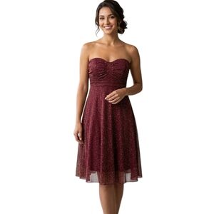 SM Sparkle Y2K Party Dress Cocktail Party Dress Vintage Strapless Red